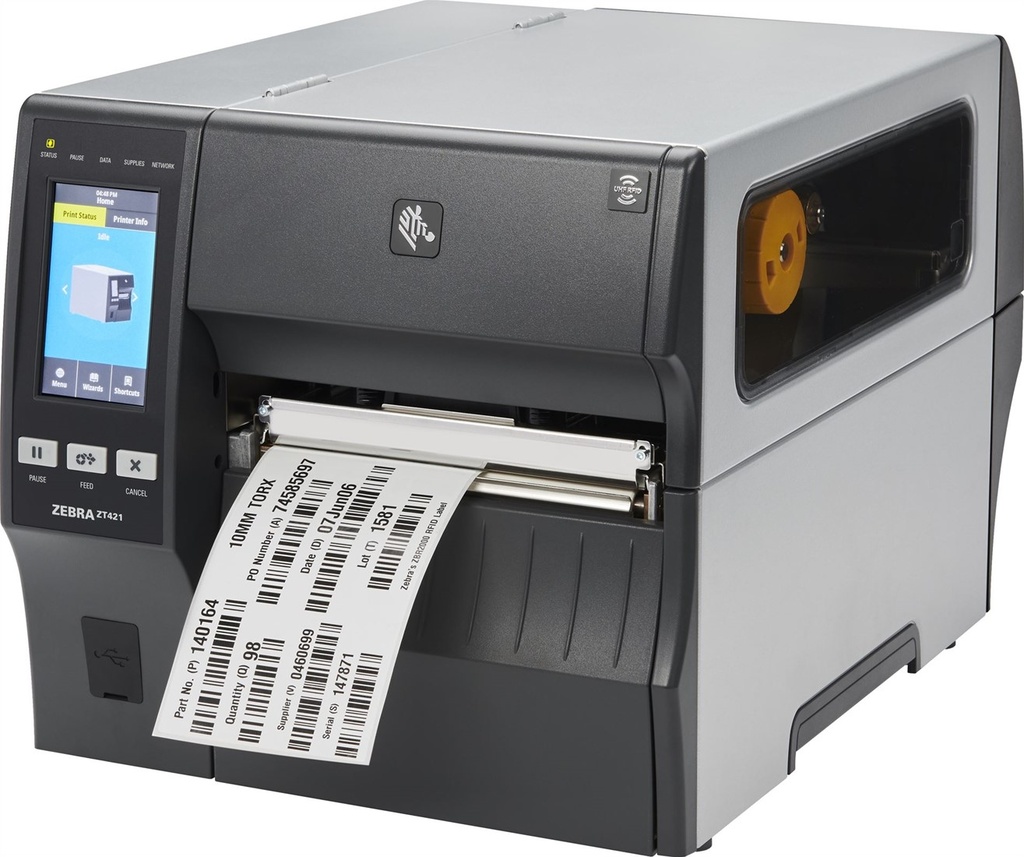 TT Printer ZT421; 6", 300 dpi, UK/AU/JP/EU Cords, Serial, USB, 10/100 Ethernet, Bluetooth 4.1/MFi, USB Host, EZPL